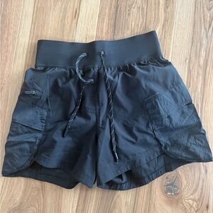 lululemon athletica Black Women's hiking cargo shorts.  No liner